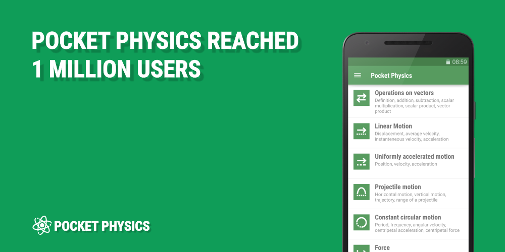 Pocket Physics reached 1 million users